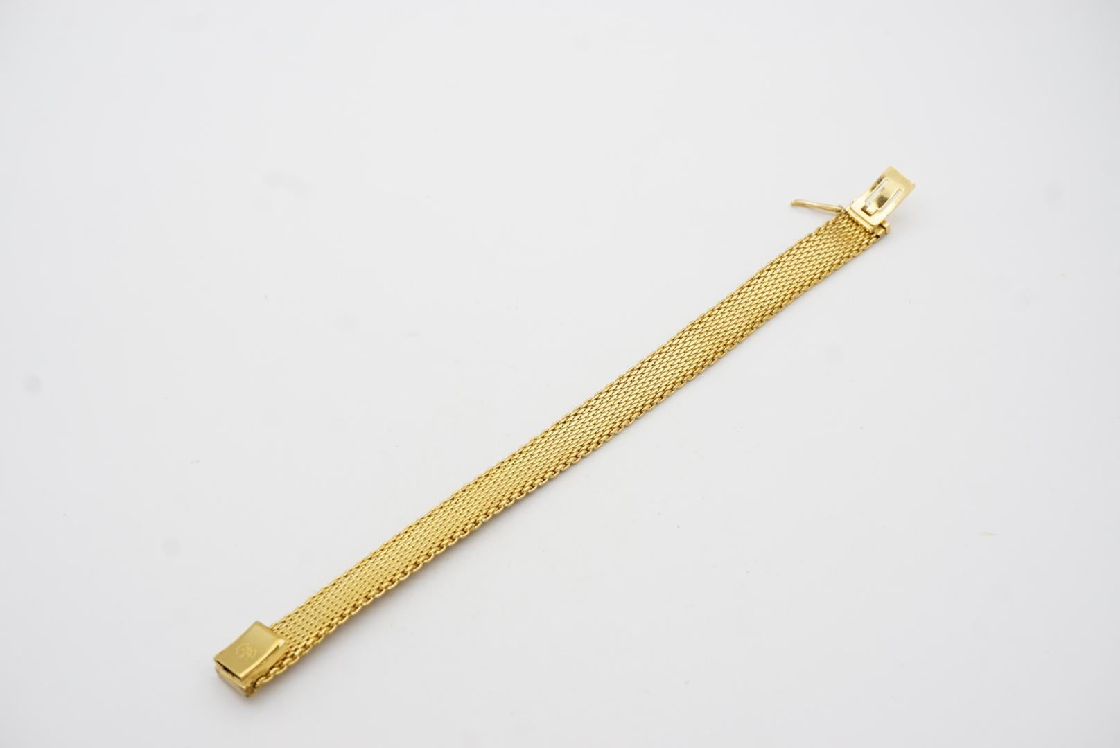 Christian Dior GROSSE 1962 Ridged Weave Link Mesh Modernist Gold Cuff Bracelet For Sale 5