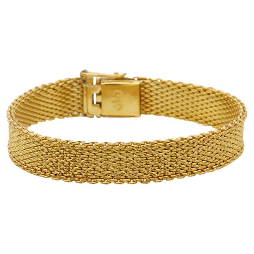 Christian Dior GROSSE 1962 Ridged Weave Link Mesh Modernist Gold Cuff Bracelet For Sale
