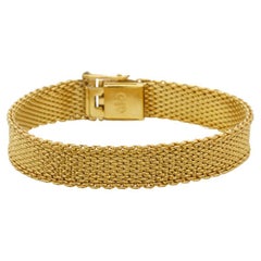 Vintage Christian Dior GROSSE 1962 Ridged Weave Link Mesh Modernist Gold Cuff Bracelet