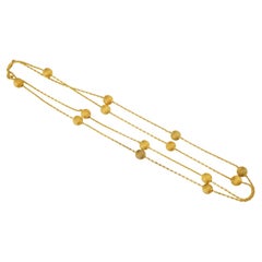 Christian Dior GROSSE 1962 Swirl Circle Balls Charms Linked Gold Long Necklace
