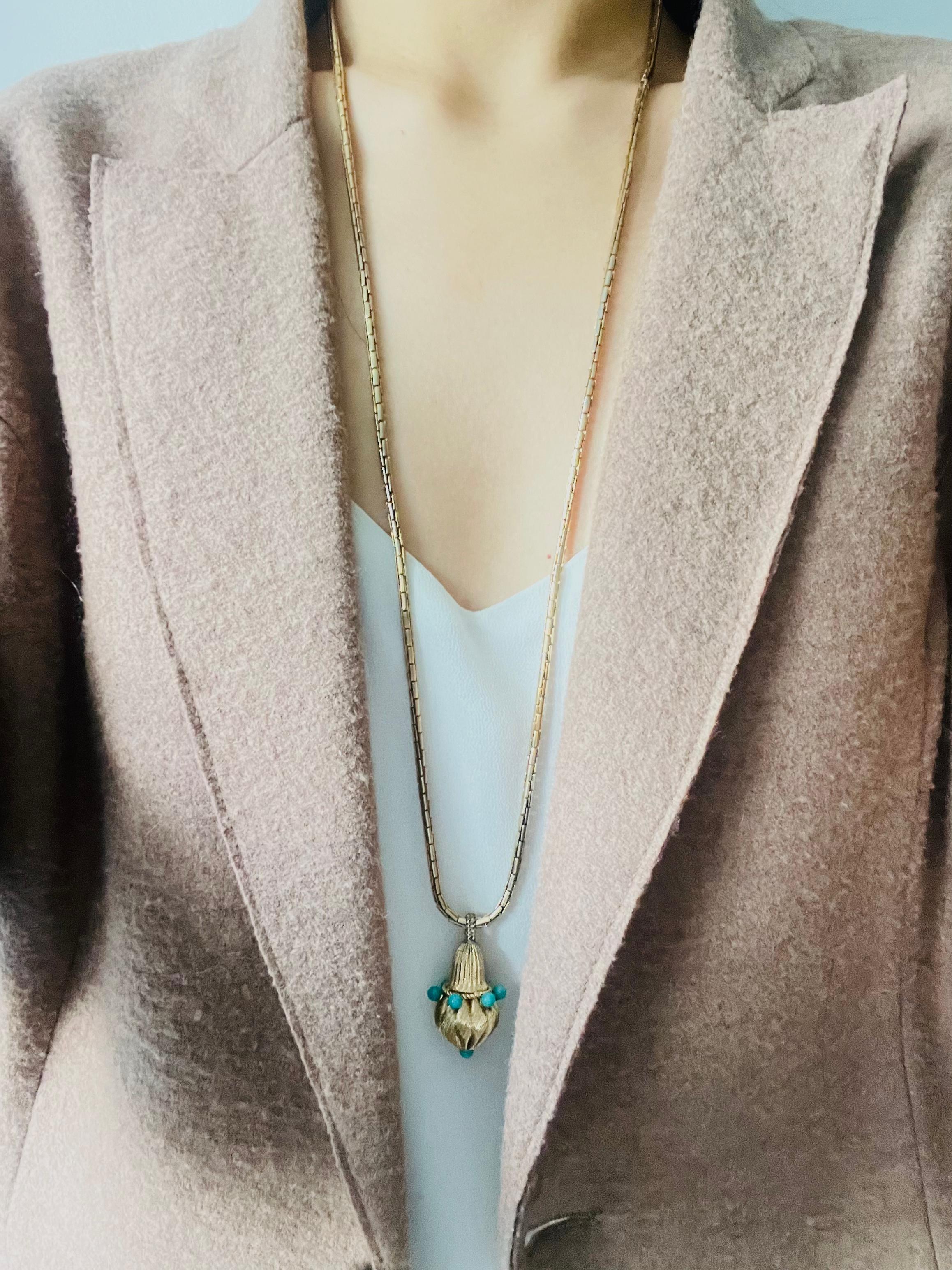 Christian Dior GROSSE 1962 Turquoise Beads Ball Light Charm Pendant Bracelet For Sale 5