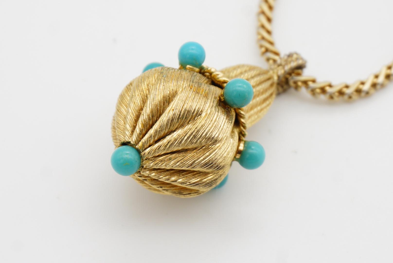 Christian Dior GROSSE 1962 Turquoise Beads Ball Light Charm Pendant Bracelet For Sale 7