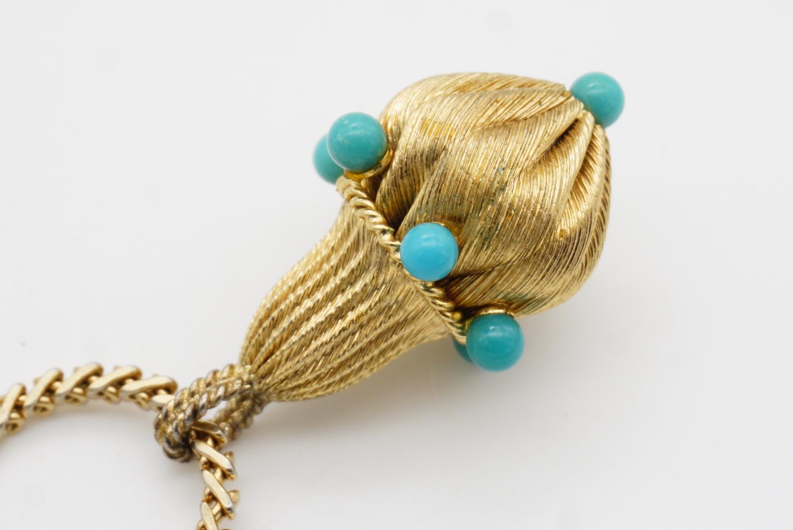 Christian Dior GROSSE 1962 Turquoise Beads Ball Light Charm Pendant Bracelet For Sale 8