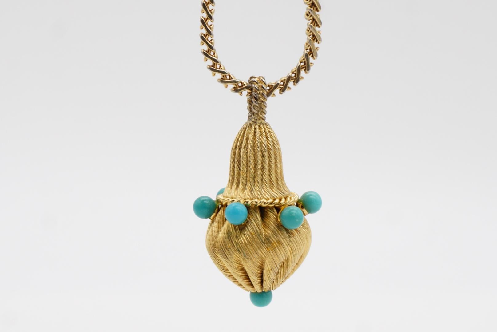 Christian Dior GROSSE 1962 Turquoise Beads Ball Light Charm Pendant Bracelet For Sale 11