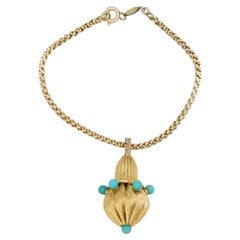 Christian Dior GROSSE 1962 Turquoise Beads Ball Light Charm Pendant Bracelet