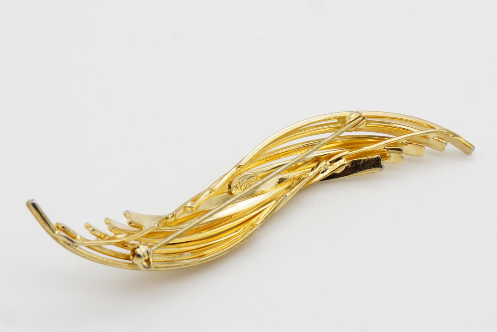 Christian Dior GROSSE 1962 Vintage Long Modernist Spiral Lines Openwork Brooch For Sale 7