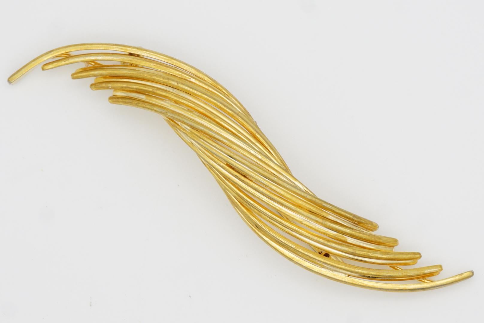 Christian Dior GROSSE 1962 Vintage Long Modernist Spiral Lines Openwork Brooch For Sale 4