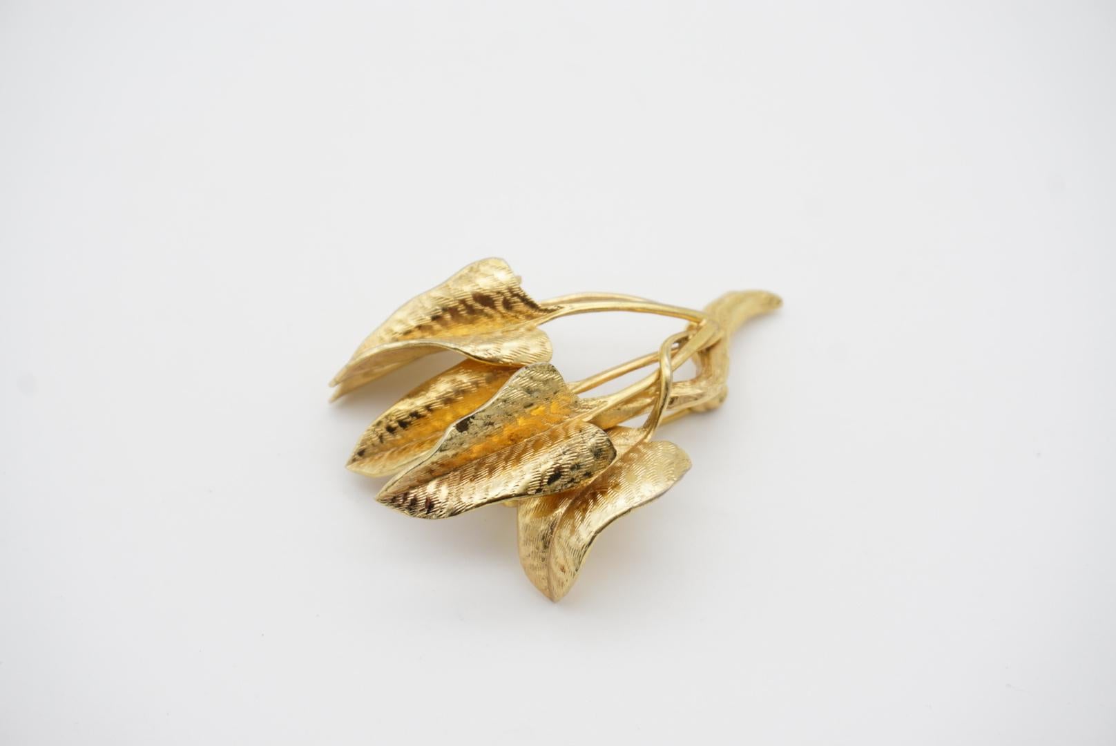 Women's or Men's Christian Dior GROSSE 1962 Vintage Texture Leaf Tree Bush Gold Exquisite Brooch For Sale