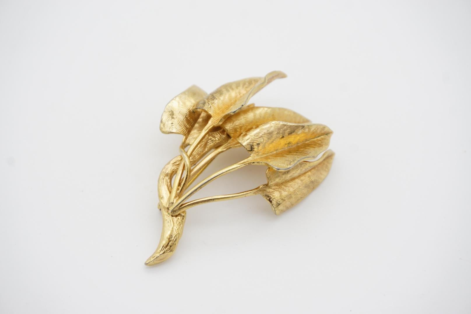 Christian Dior GROSSE 1962 Vintage Texture Leaf Tree Bush Gold Exquisite Brooch For Sale 1