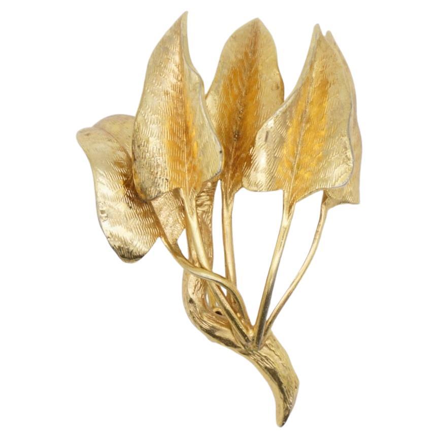 Christian Dior GROSSE 1962 Vintage Texture Leaf Tree Bush Gold Exquisite Brooch For Sale