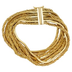 Christian Dior GROSSE 1963 7 Strand Layer Twist Chain Rope Snake Gold Bracelet