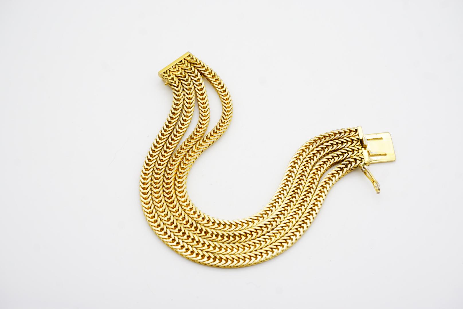Christian Dior GROSSE 1963 Four 4 Strands Layer Wheat Chain Rope Snake Bracelet For Sale 7