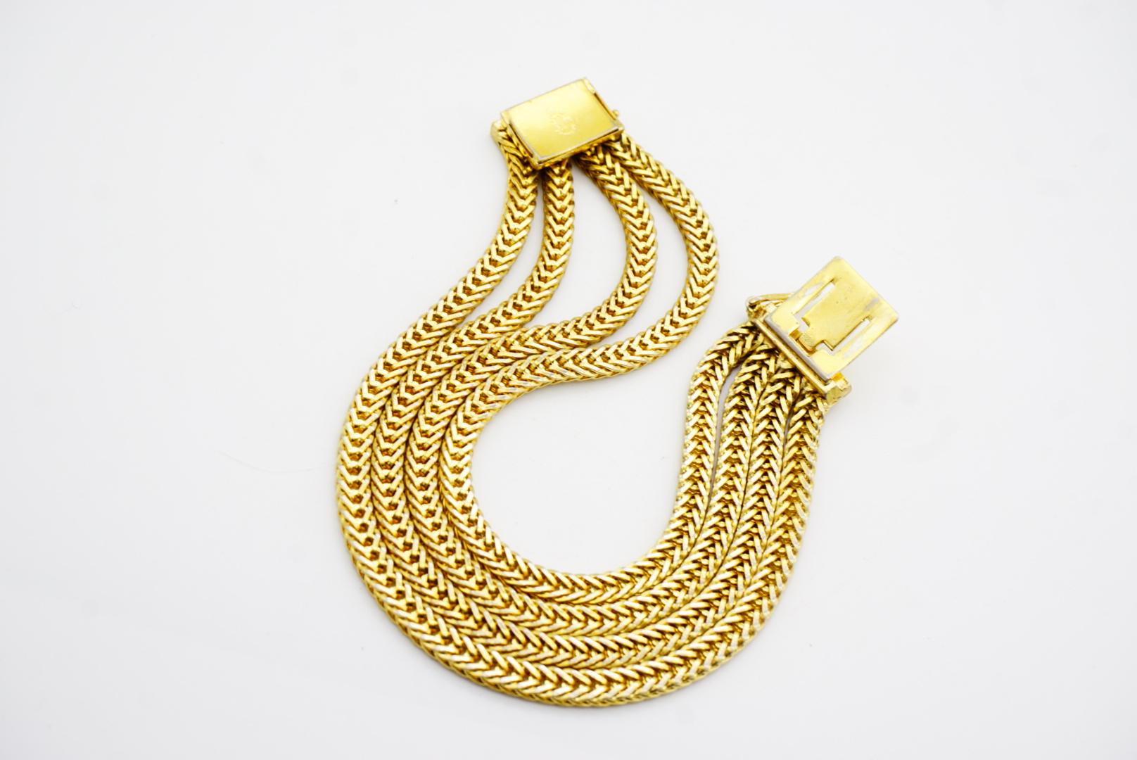 Christian Dior GROSSE 1963 Four 4 Strands Layer Wheat Chain Rope Snake Bracelet For Sale 8