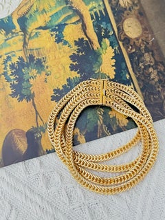 Christian Dior GROSSE 1963 Four 4 Strands Layer Wheat Chain Rope Snake Bracelet