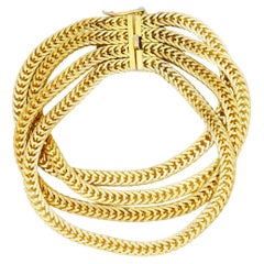 Christian Dior GROSSE 1963 Vier 4strangiges, mehrreihiges Schlangenarmband aus Weizenkette mit Seil