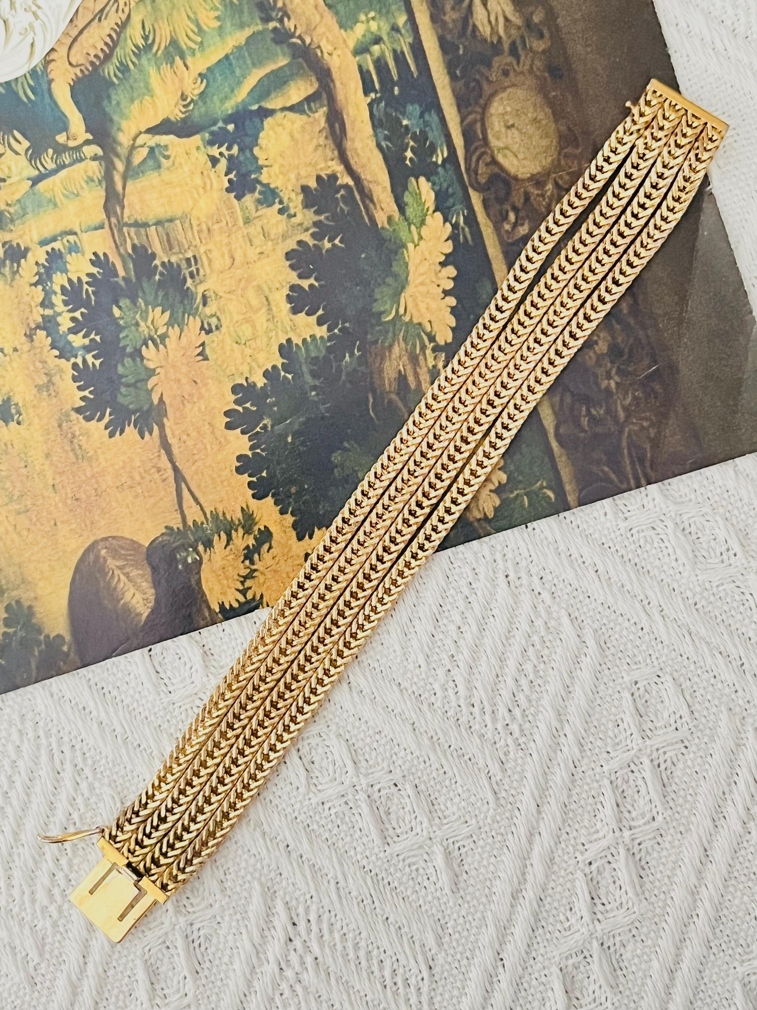 Art Deco Christian Dior GROSSE 1963 Four 4 Strands Layer Wheat Chain Rope Snake Bracelet For Sale