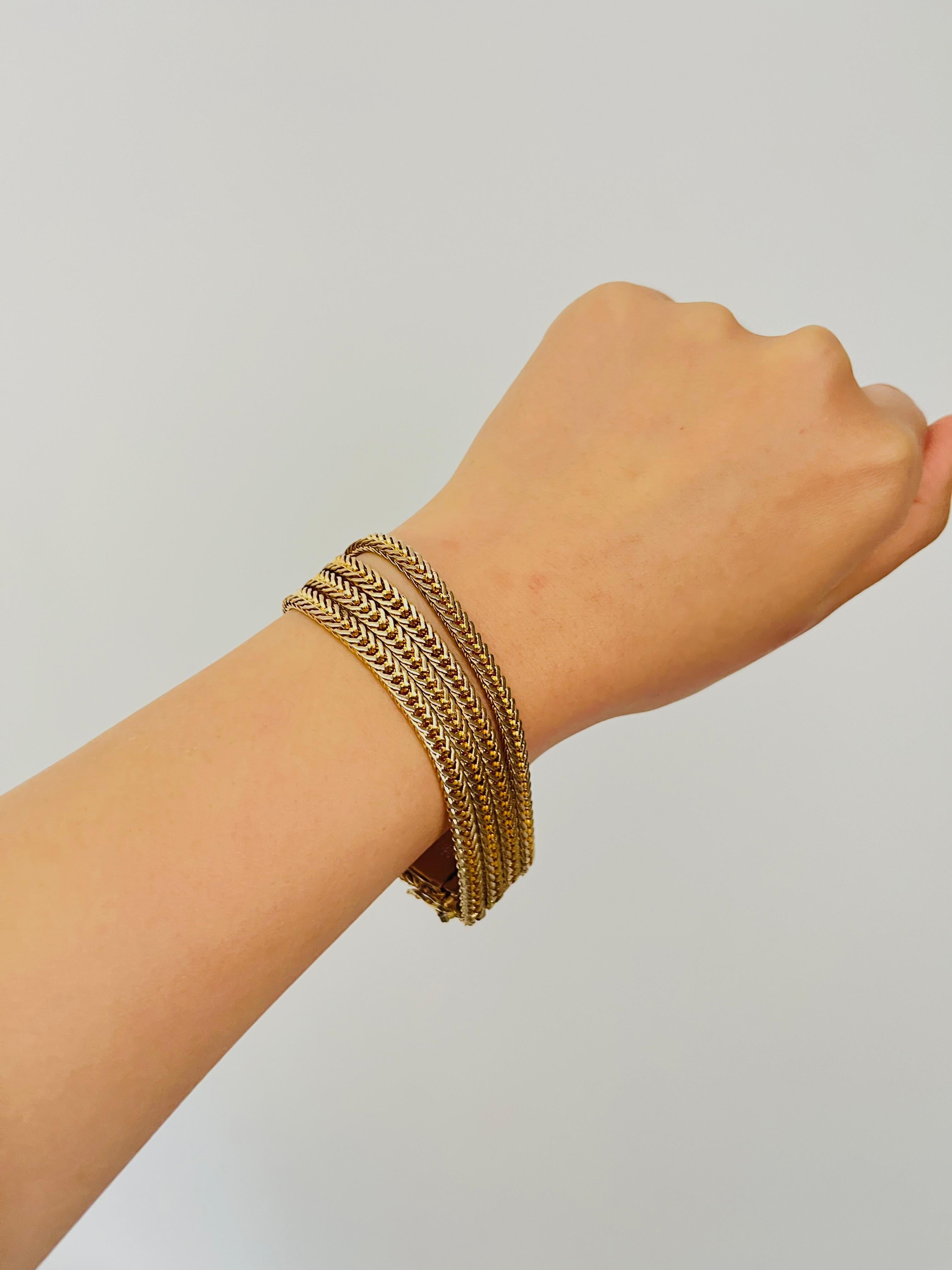 Women's or Men's Christian Dior GROSSE 1963 Four 4 Strands Layer Wheat Chain Rope Snake Bracelet For Sale