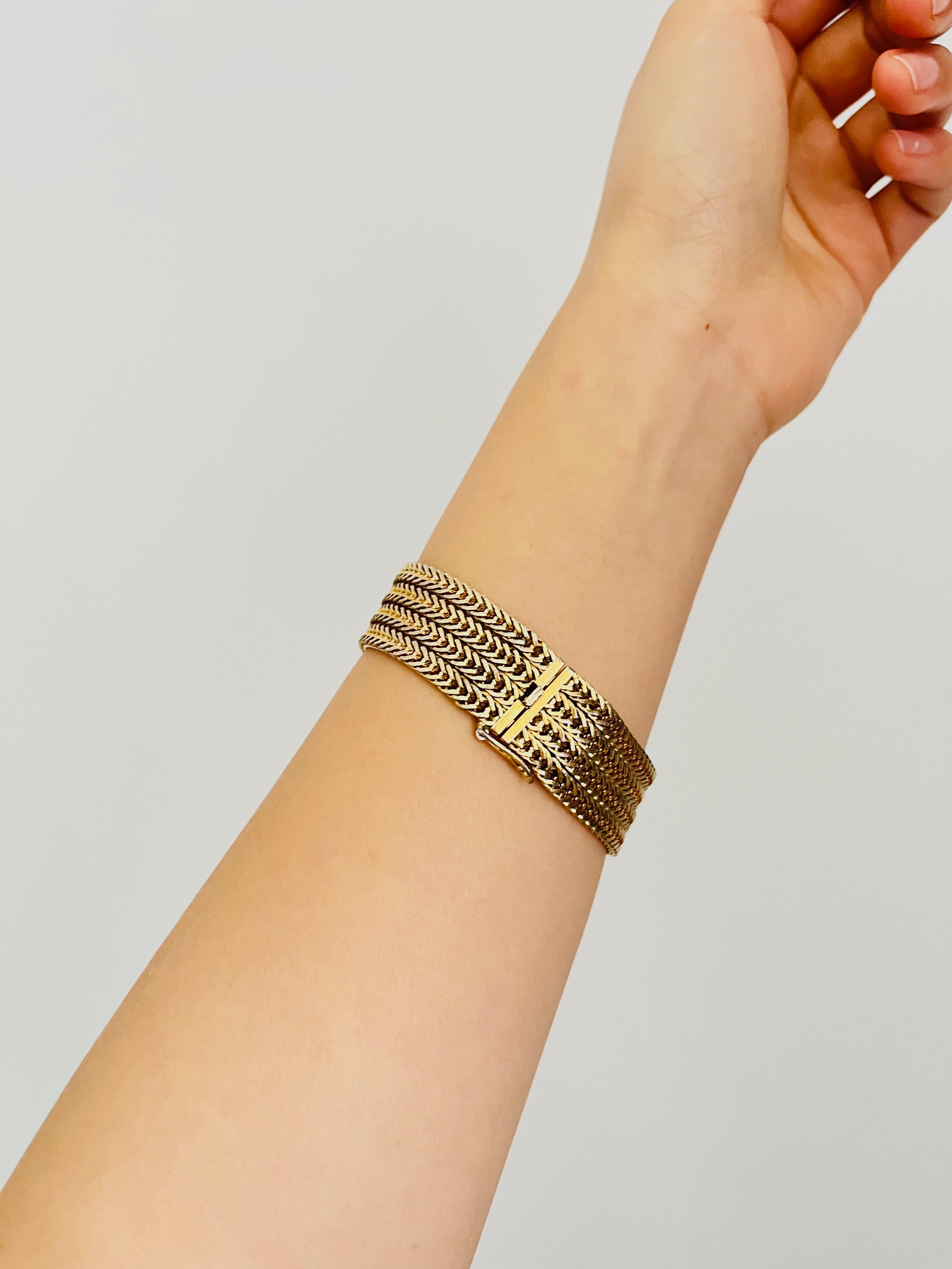 Christian Dior GROSSE 1963 Four 4 Strands Layer Wheat Chain Rope Snake Bracelet For Sale 1