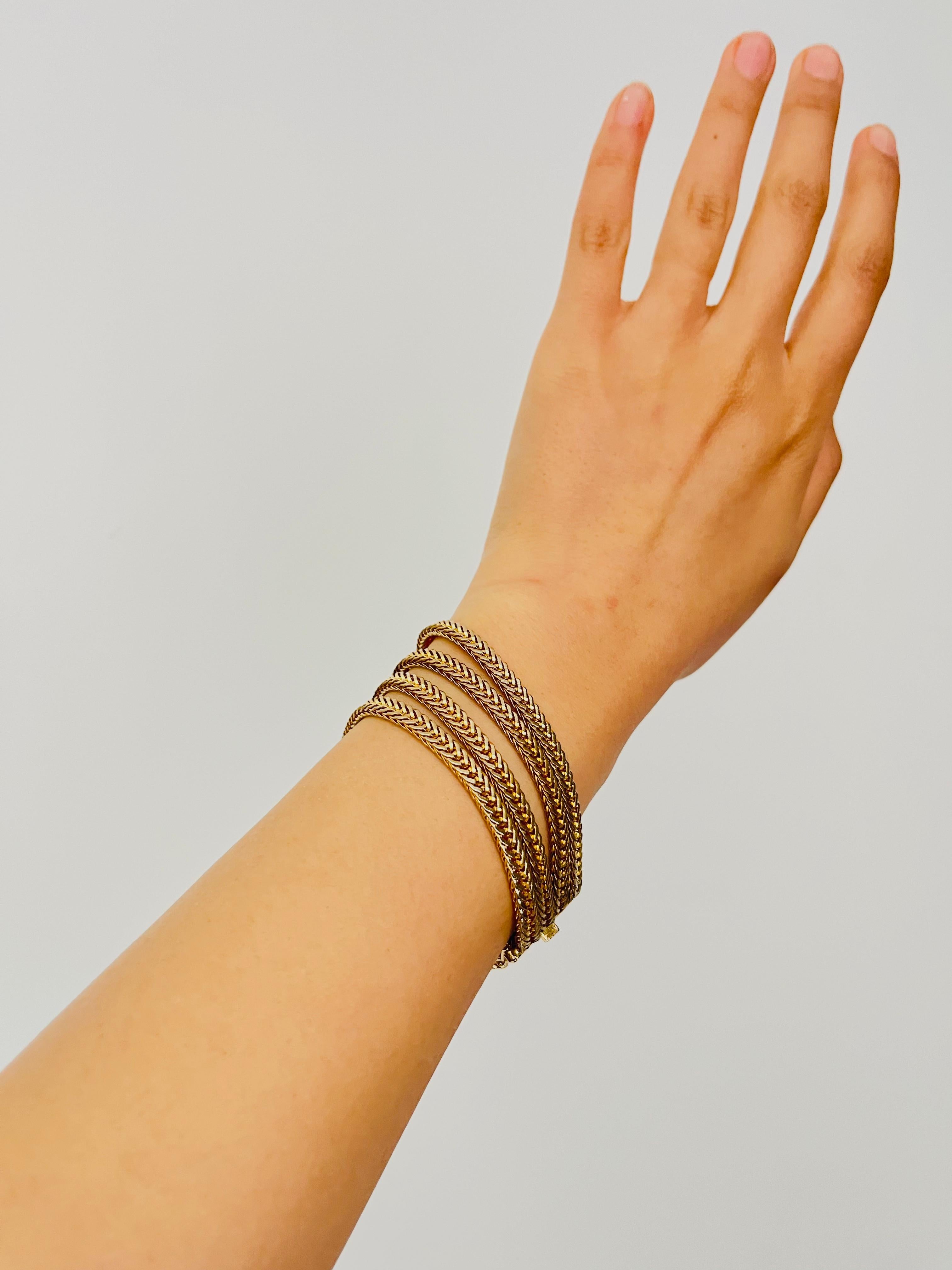 Christian Dior GROSSE 1963 Four 4 Strands Layer Wheat Chain Rope Snake Bracelet im Angebot 4