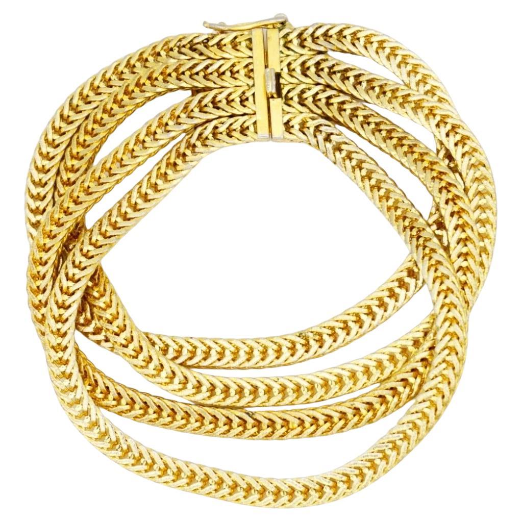 Christian Dior GROSSE 1963 Four 4 Strands Layer Wheat Chain Rope Snake Bracelet im Angebot