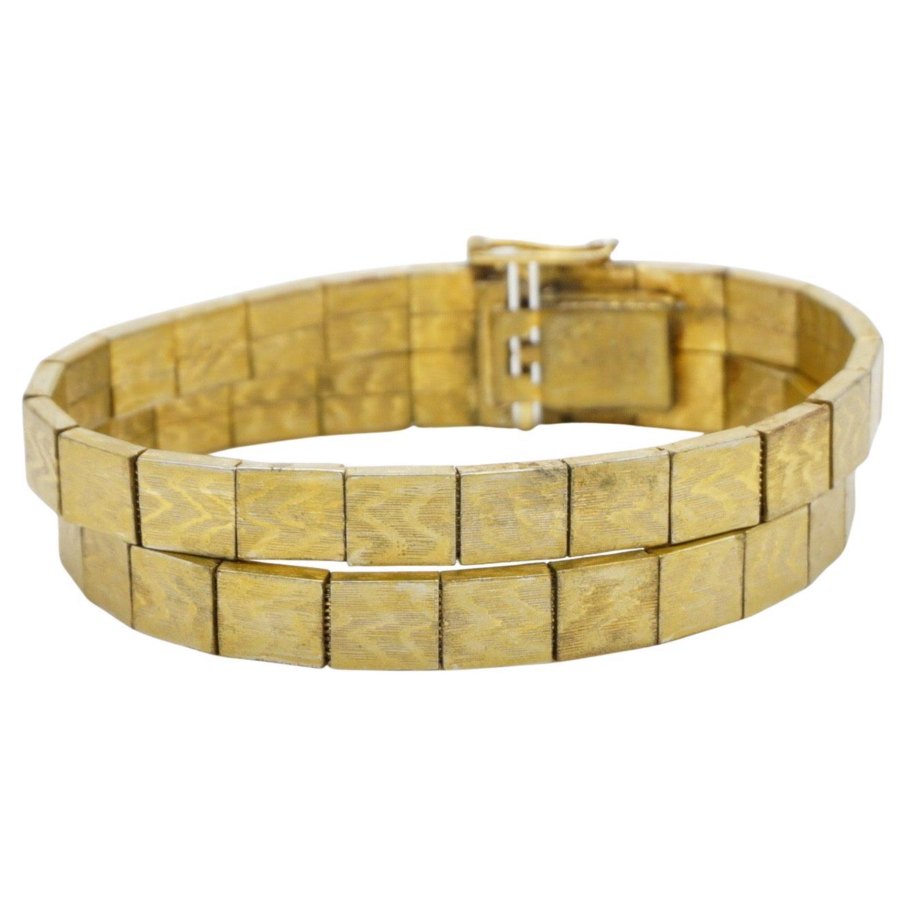 Christian Dior GROSSE 1963 Gold Double Hinged Rolled Cube Link Cuff Bracelet