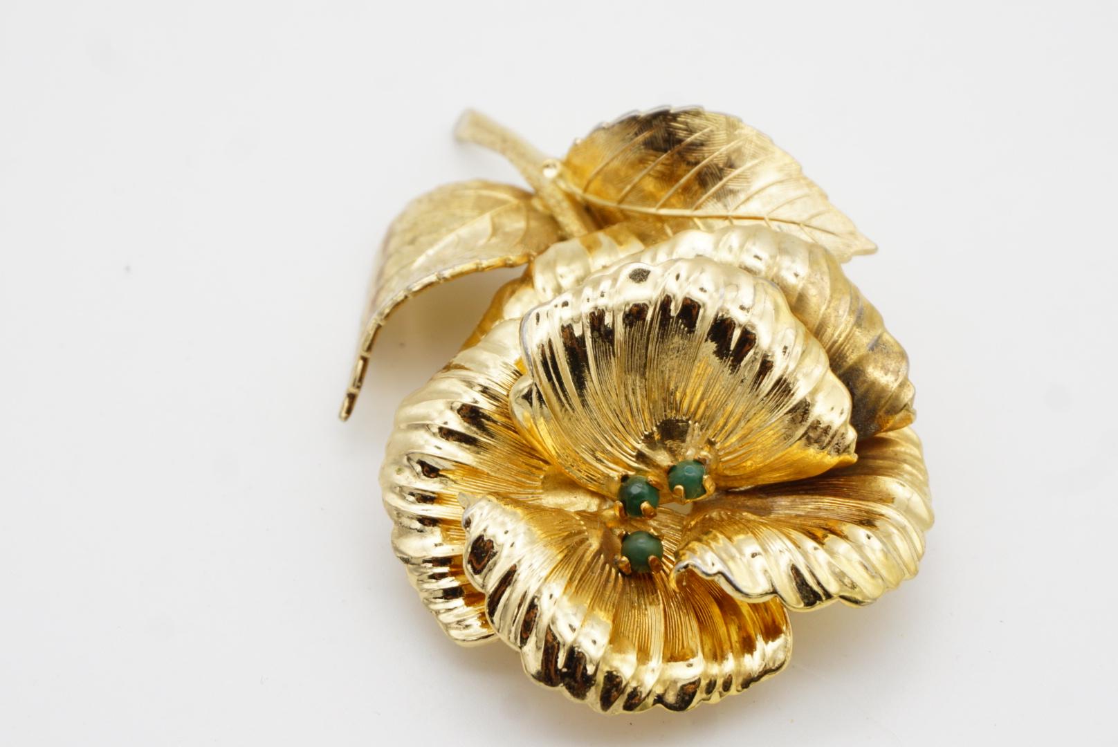 Christian Dior GROSSE 1963 Large Green Beads Blossom Peony Rose Flower Brooch For Sale 5