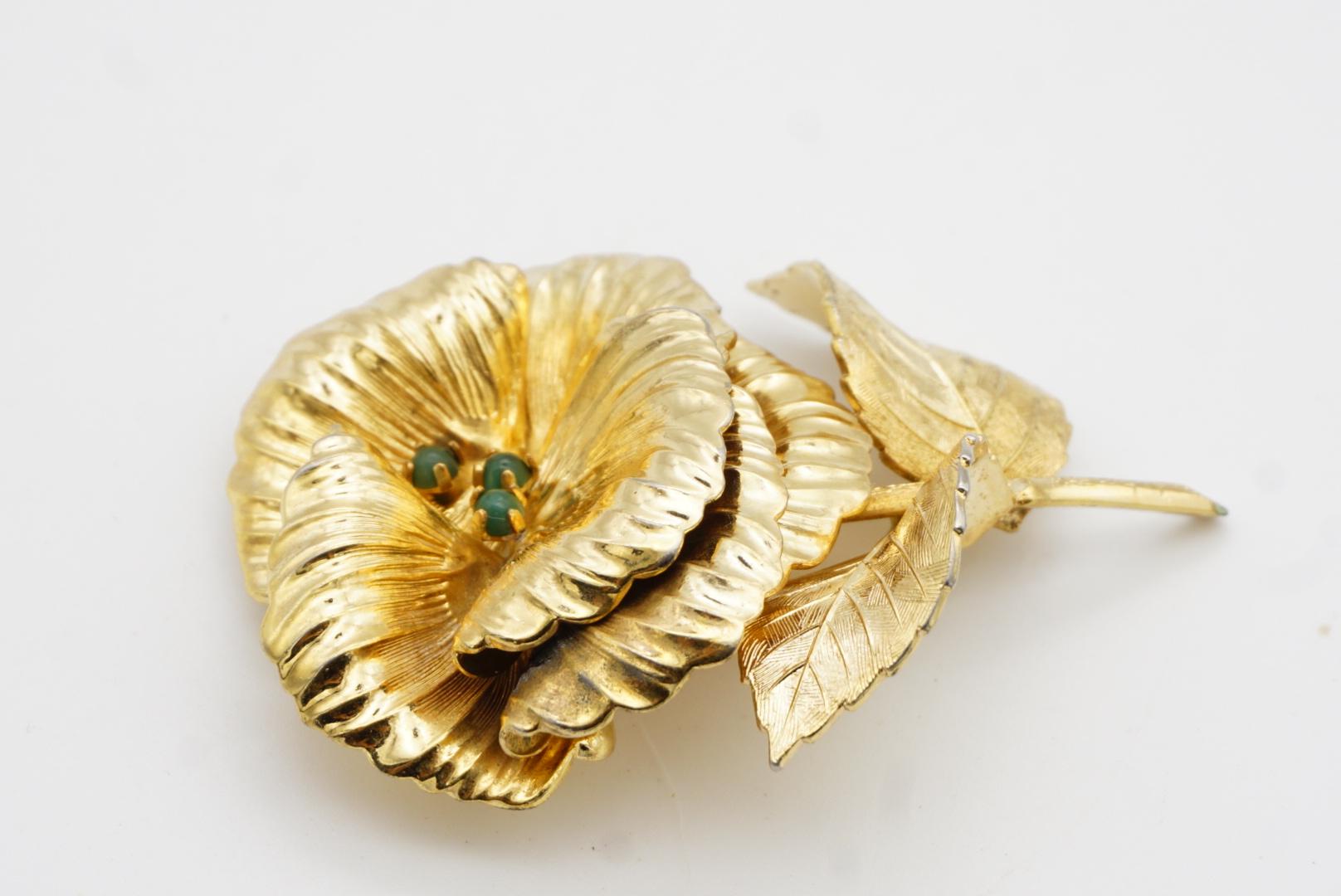 Christian Dior GROSSE 1963 Große Grüne Perlen Blüte Pfingstrose Rose Blume Brosche im Angebot 7