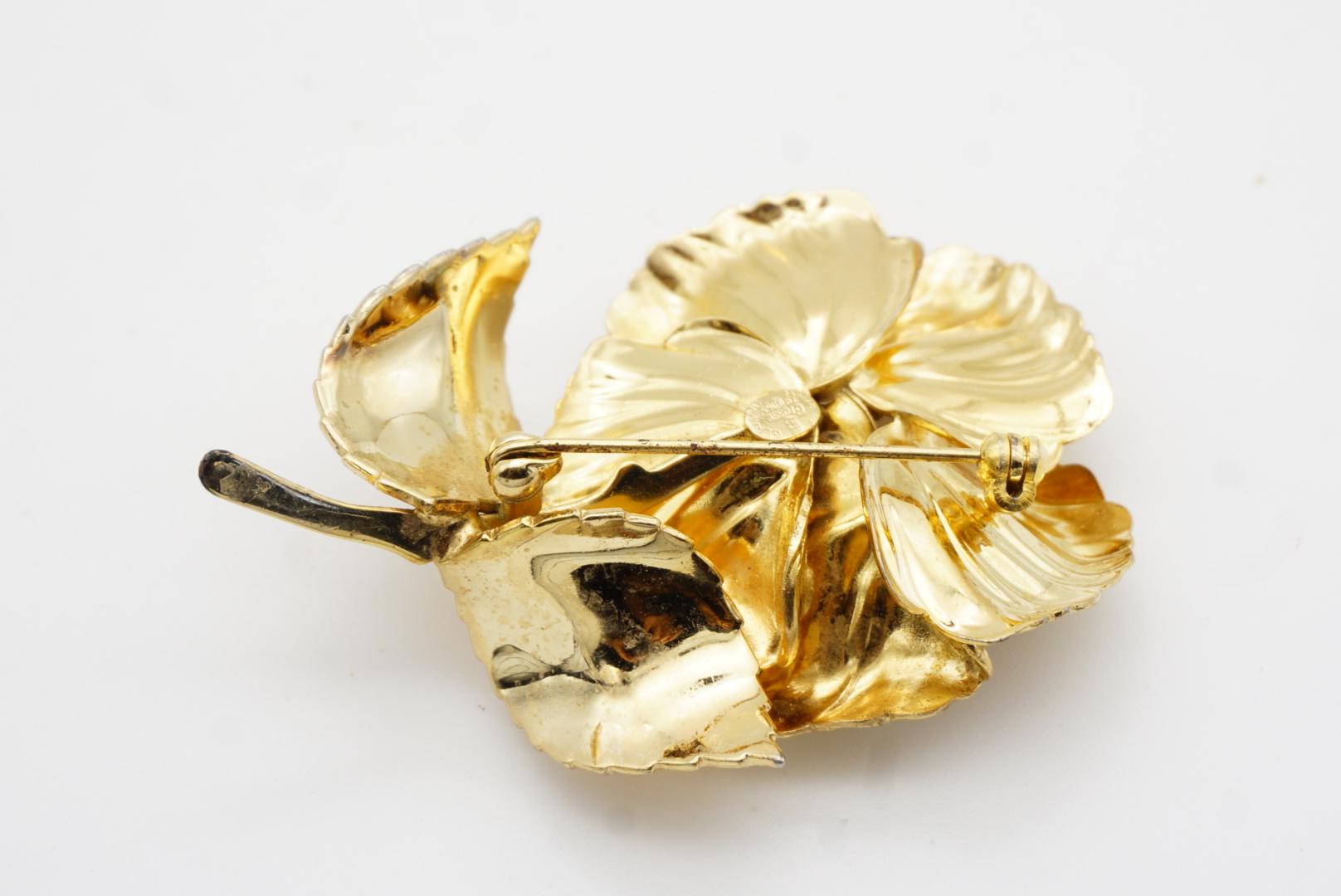 Christian Dior GROSSE 1963 Large Green Beads Blossom Peony Rose Flower Brooch For Sale 8