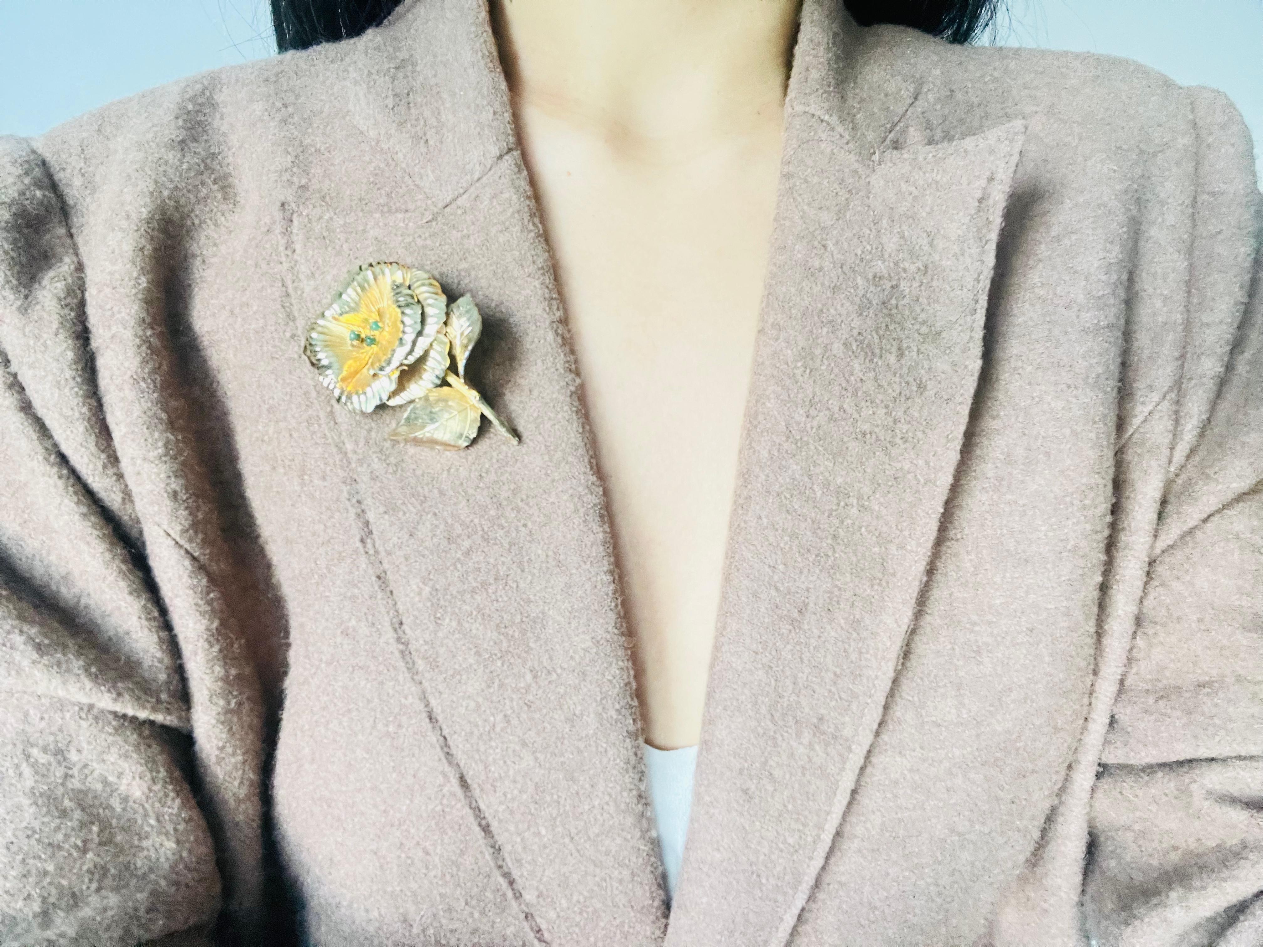 Christian Dior GROSSE 1963 Large Green Beads Blossom Peony Rose Flower Brooch For Sale 1