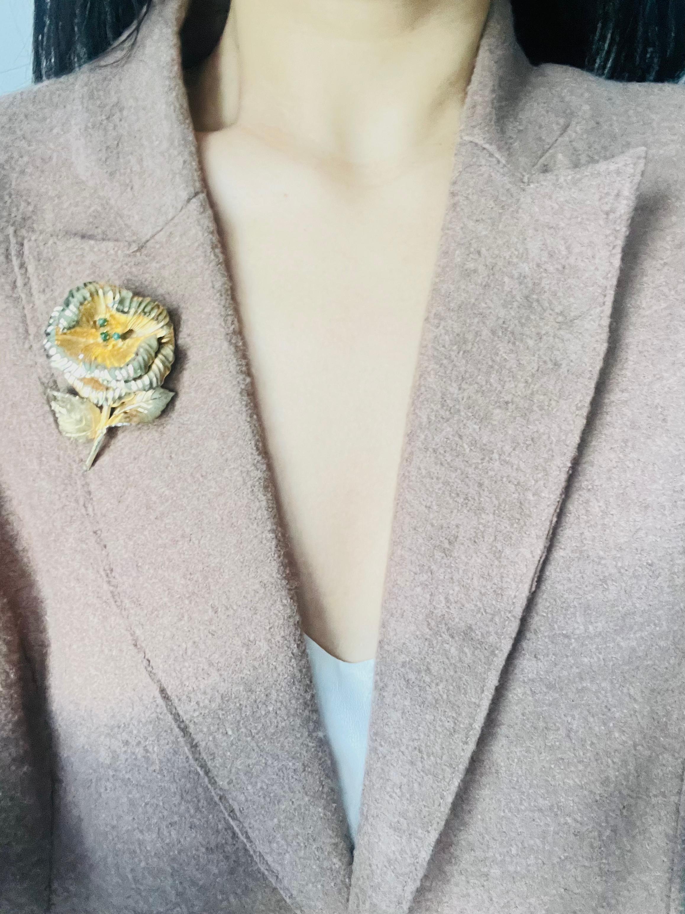 Christian Dior GROSSE 1963 Large Green Beads Blossom Peony Rose Flower Brooch For Sale 2