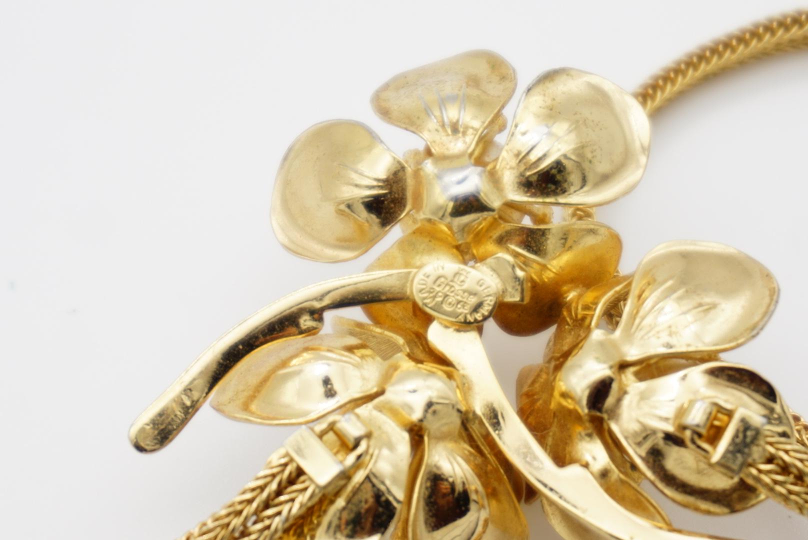 Christian Dior GROSSE 1963 Gran Trío Perlas Blancas Collar Floral Flor de Ciruelo en venta 12