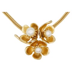 Christian Dior GROSSE 1963 Large Trio White Pearls Plum Blossom Floral Necklace