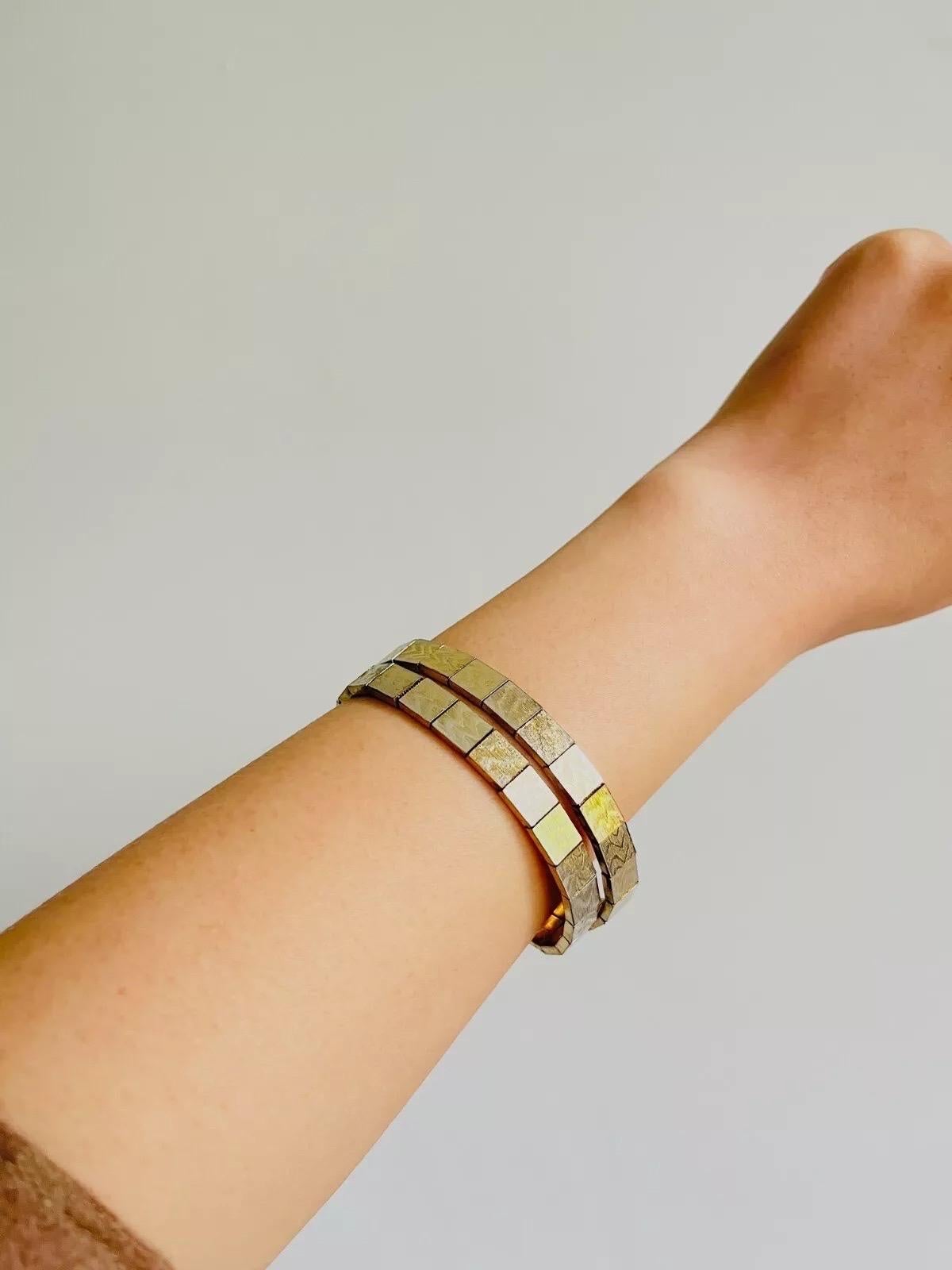 Christian Dior GROSSE 1963 Pulsera unisex de eslabones de cubo enrollado con doble bisagra en venta 1