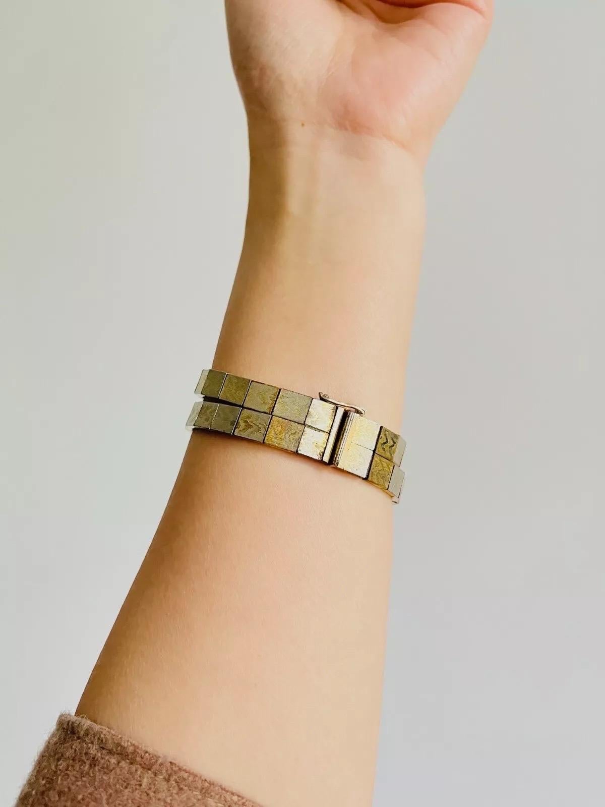 Christian Dior GROSSE 1963 Pulsera unisex de eslabones de cubo enrollado con doble bisagra en venta 2