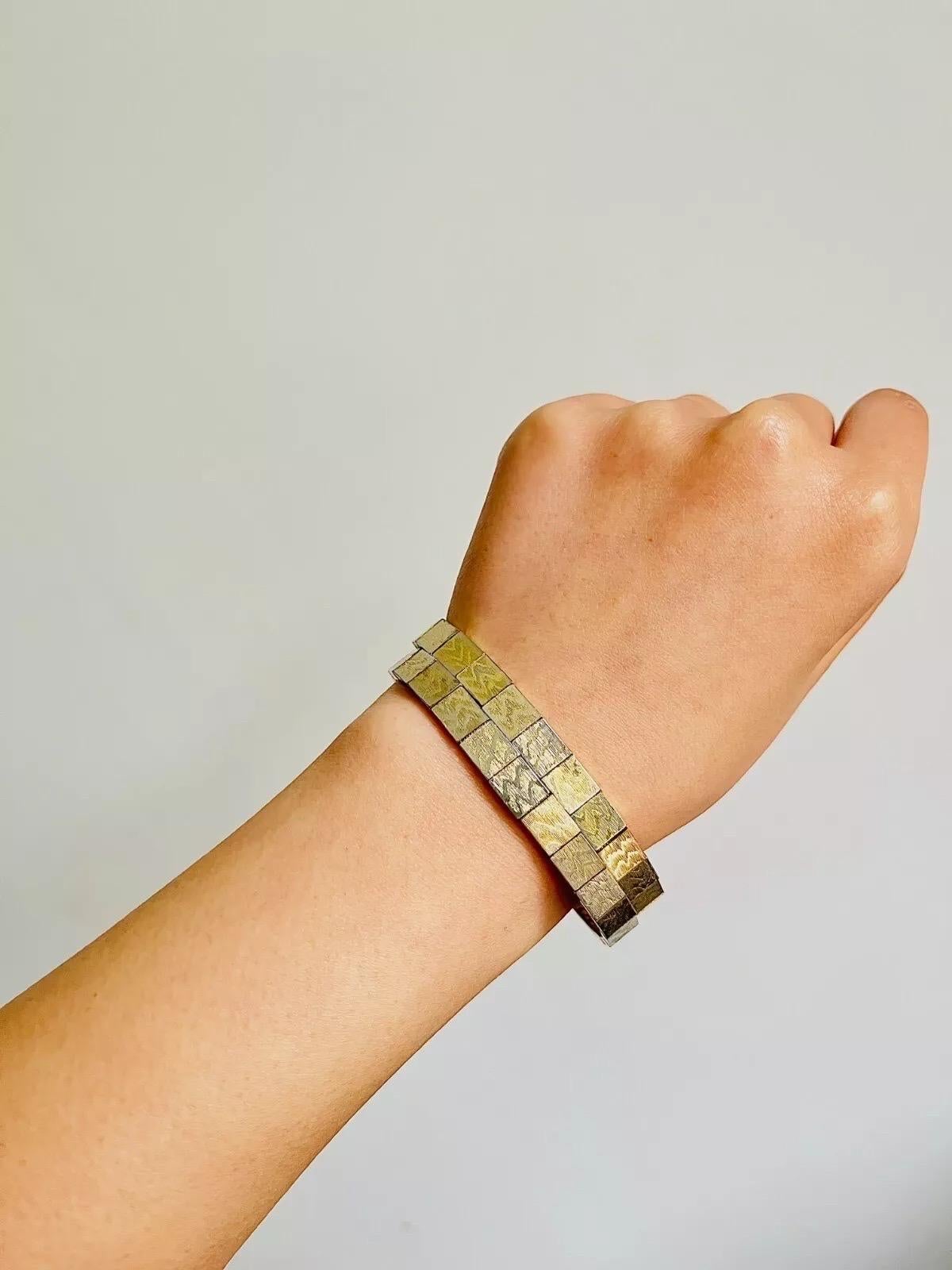 Christian Dior GROSSE 1963 Pulsera unisex de eslabones de cubo enrollado con doble bisagra en venta 3