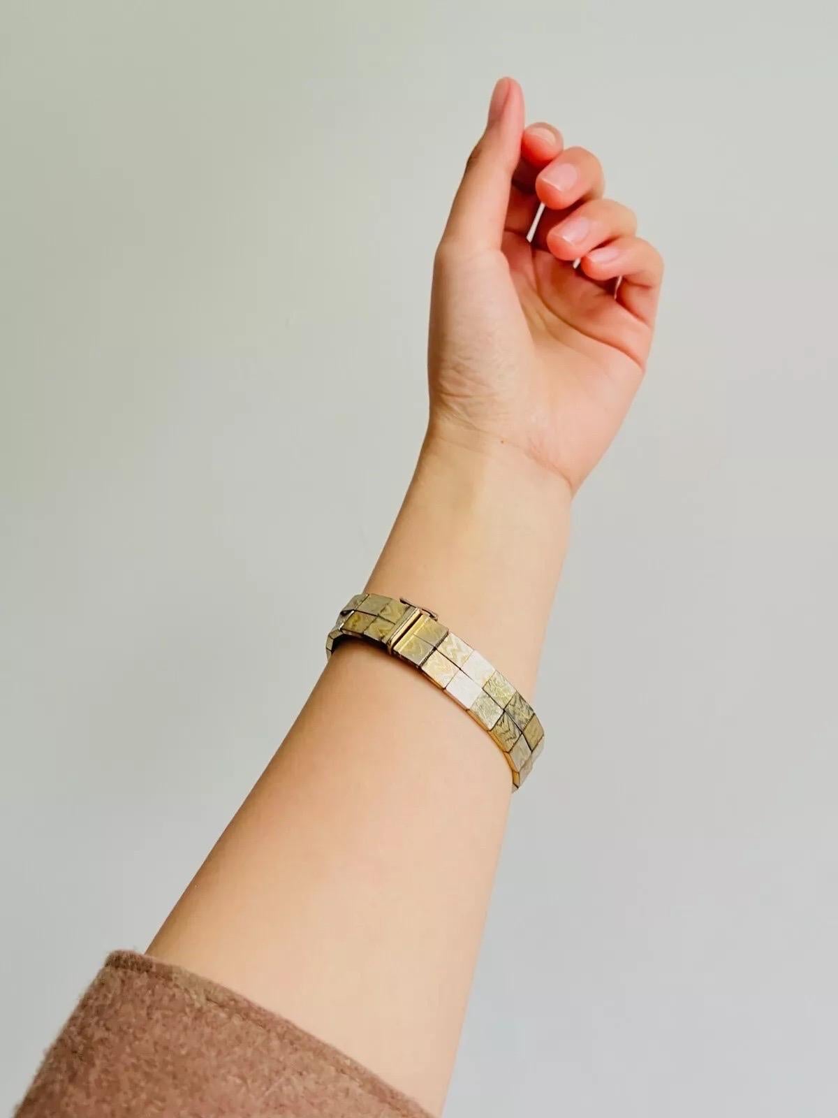 Christian Dior GROSSE 1963 Pulsera unisex de eslabones de cubo enrollado con doble bisagra en venta 4