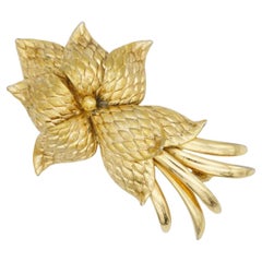 Christian Dior GROSSE 1963 Vintage Curled Long Flower Blossom Pinecone Brooch