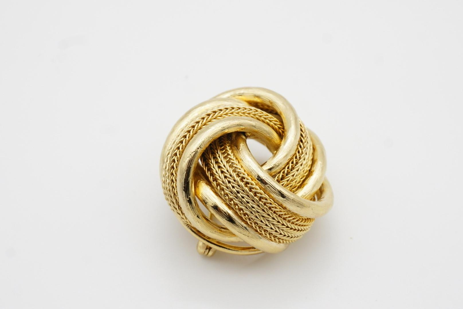 Christian Dior GROSSE 1963 Vintage Knot Rope Glow Mesh Swirl Twist Dome Brooch For Sale 5