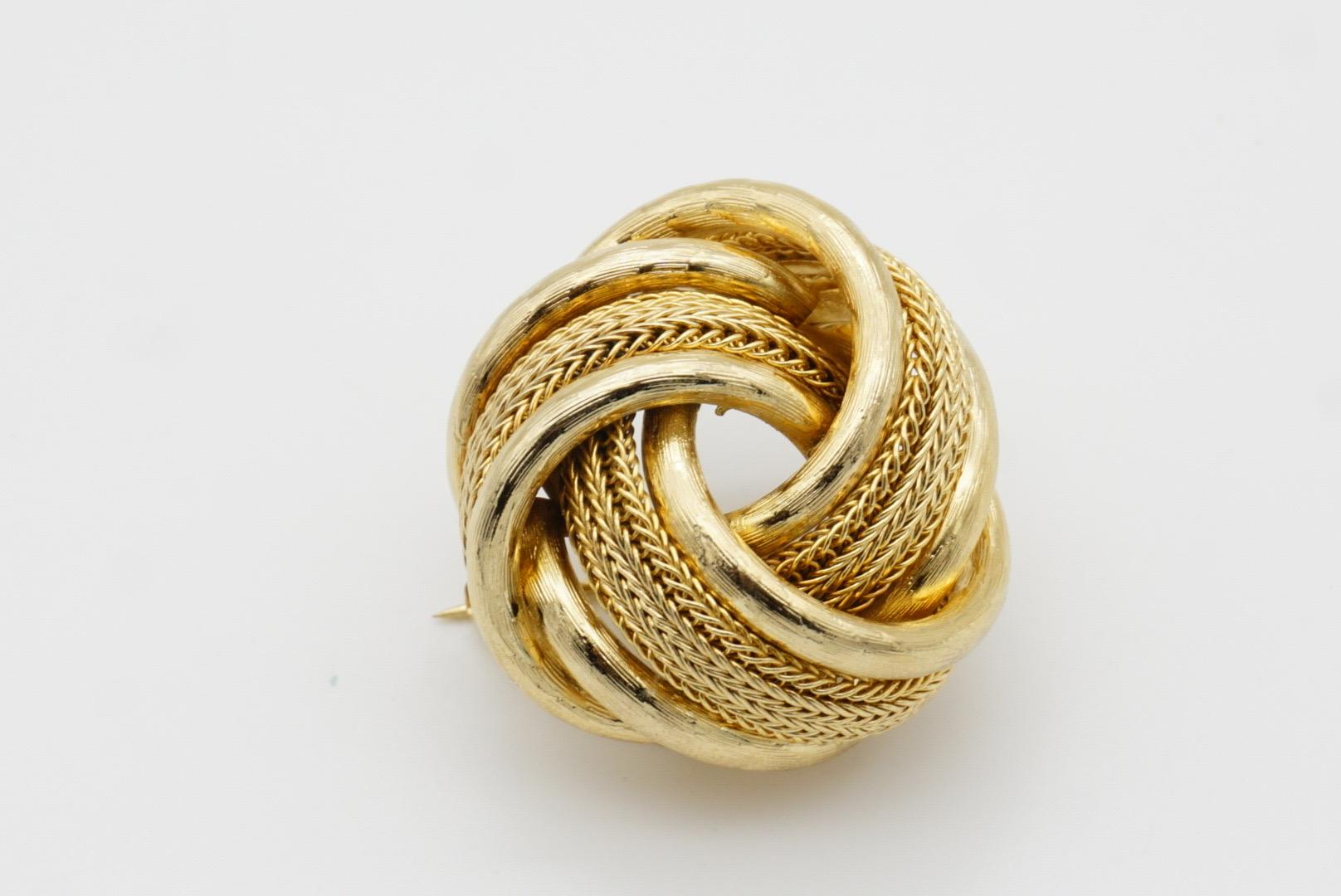 Christian Dior GROSSE 1963 Vintage Knot Rope Glow Mesh Swirl Twist Dome Brooch For Sale 4