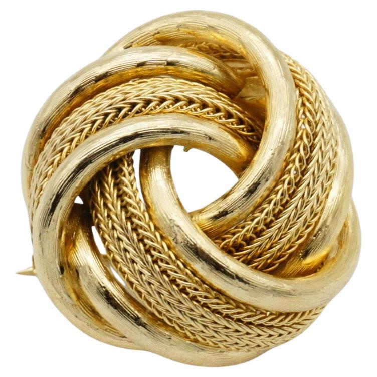 Christian Dior GROSSE 1963 Vintage Knot Rope Glow Mesh Swirl Twist Dome Brooch For Sale