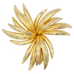 Christian Dior GROSSE 1963 Vintage Large Flourish Flower Layer Trio Leaf Brooch