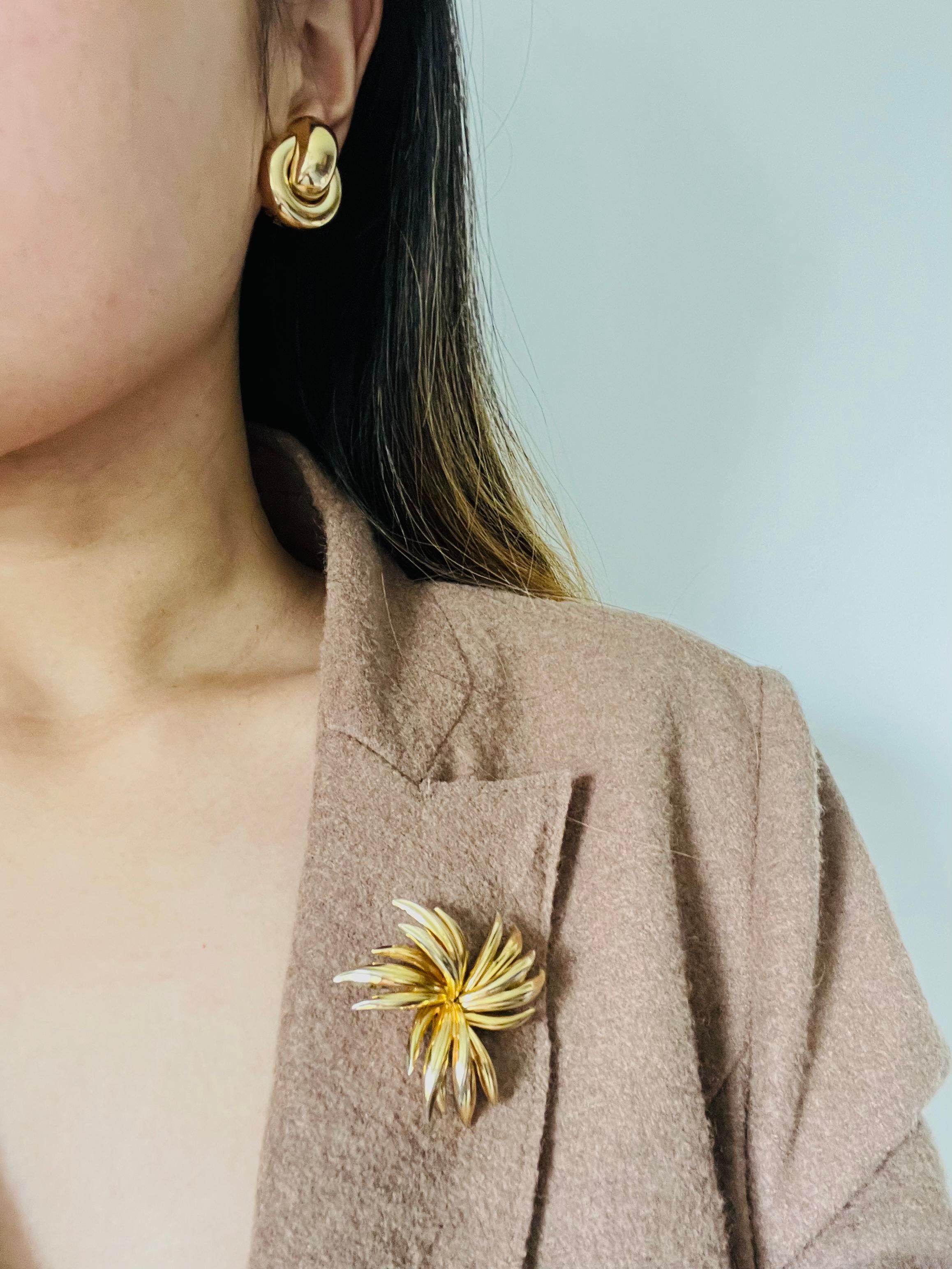 Women's or Men's Christian Dior GROSSE 1963 Vintage Large Flourish Flower Layer Trio Leaf Brooch