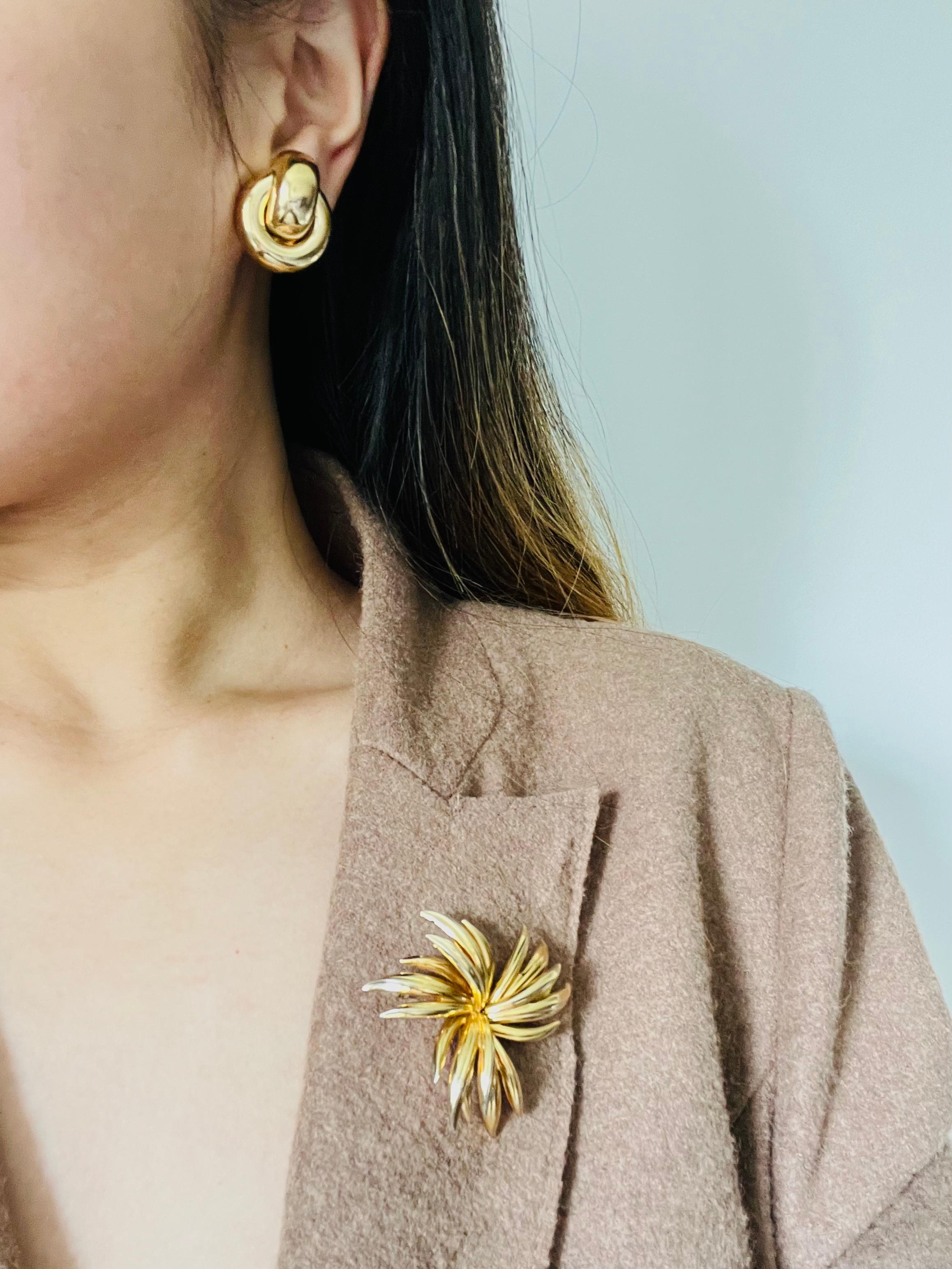 Christian Dior GROSSE 1963 Vintage Large Flourish Flower Layer Trio Leaf Brooch 1