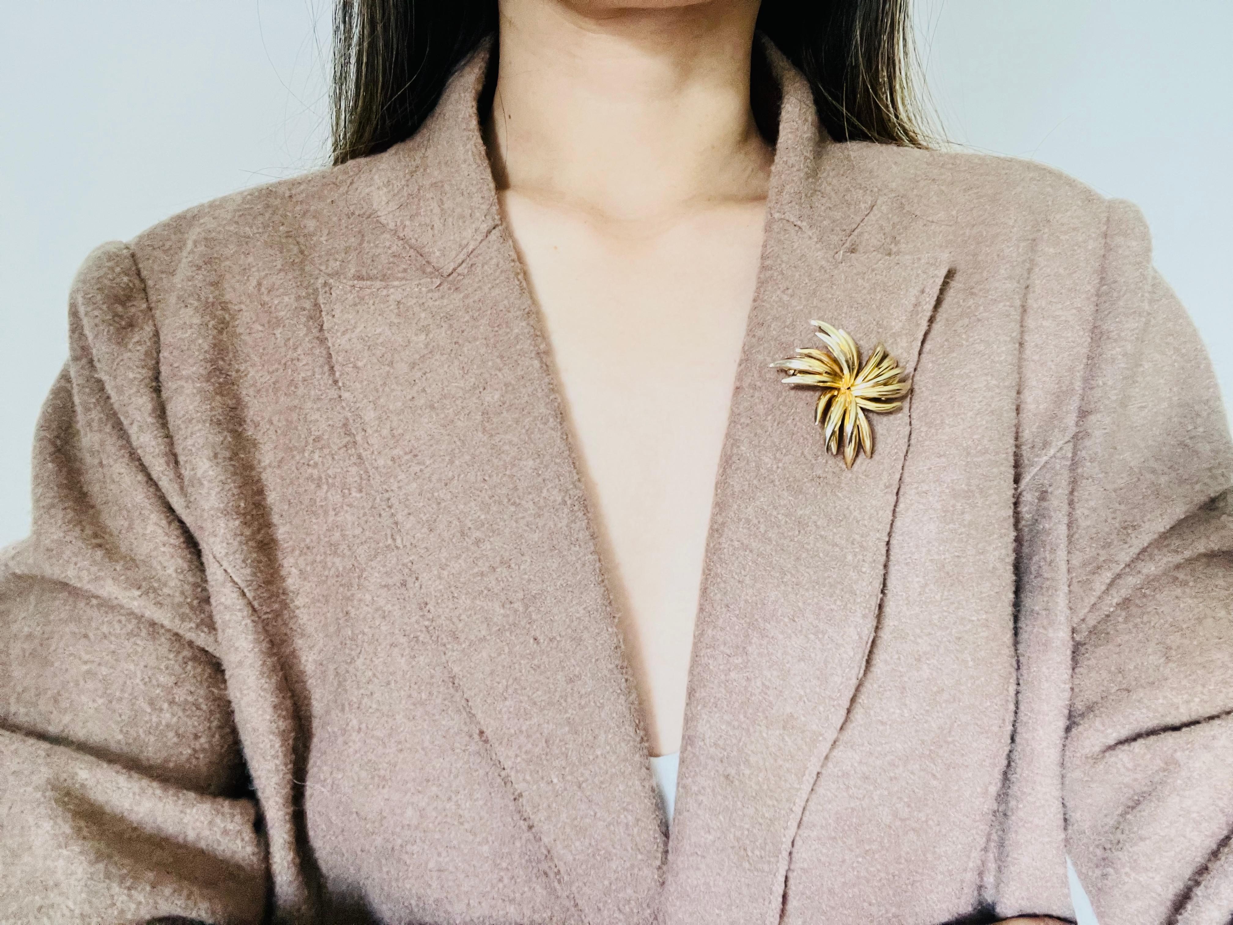 Christian Dior GROSSE 1963 Vintage Large Flourish Flower Layer Trio Leaf Brooch 2