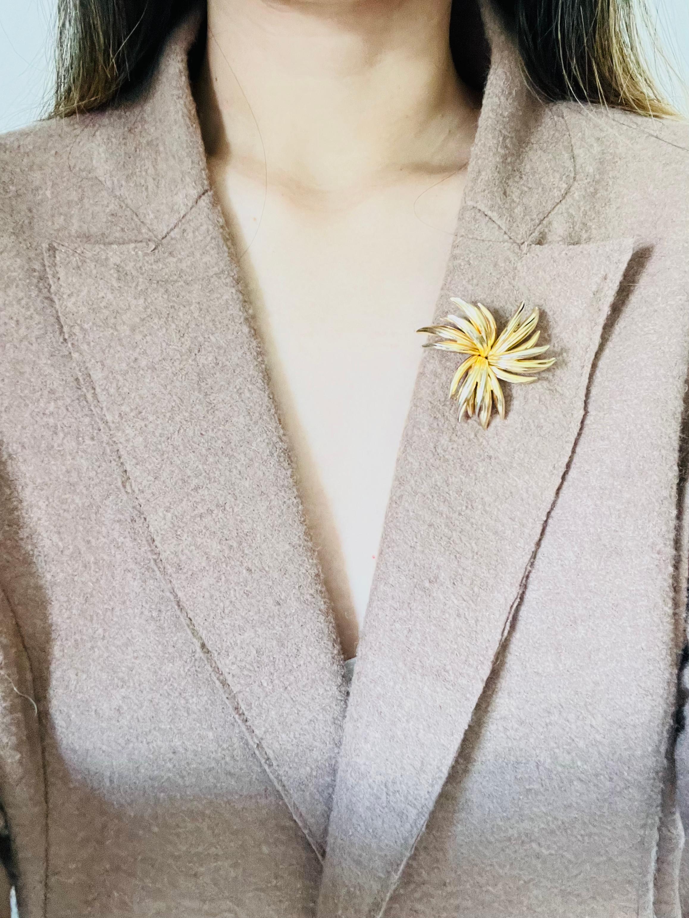 Christian Dior GROSSE 1963 Vintage Large Flourish Flower Layer Trio Leaf Brooch 3