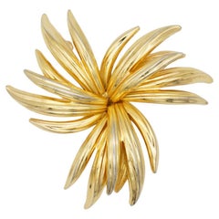 Christian Dior GROSSE 1963 Vintage Large Flourish Flower Layer Trio Leaf Brooch