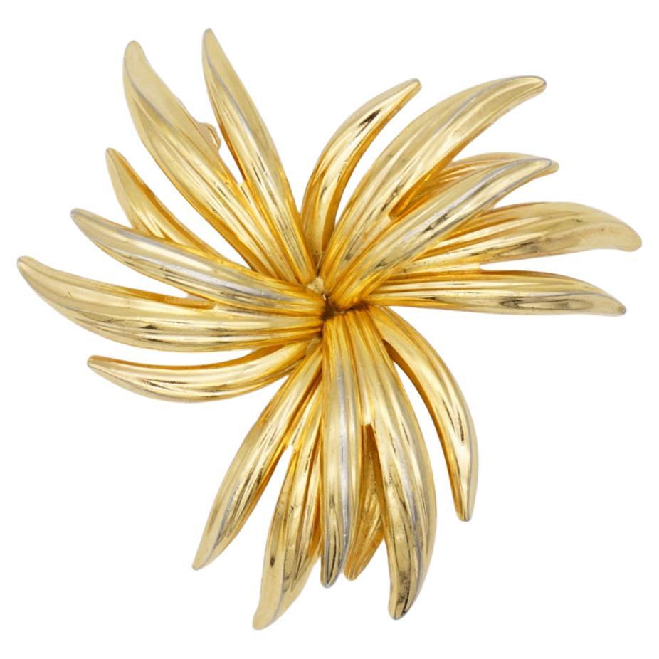 Christian Dior GROSSE 1963 Broche Vintage Flor Grande Floreada Capa Trío Hoja
