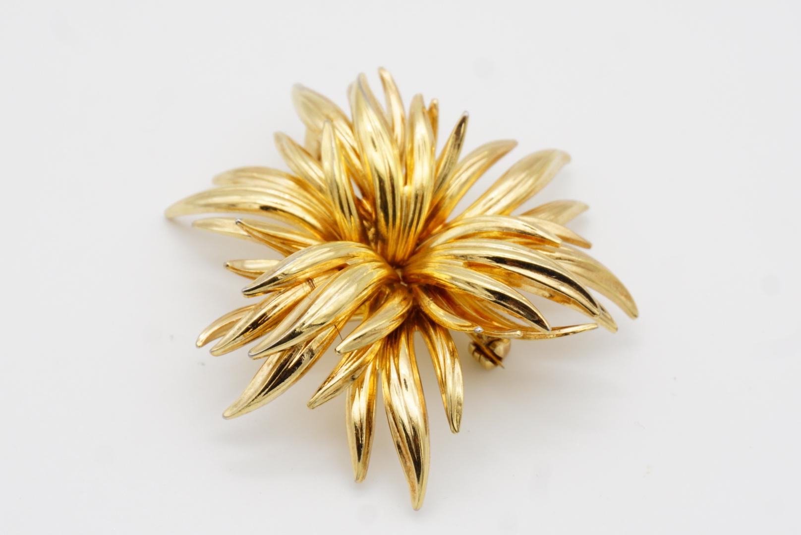 Christian Dior GROSSE 1963 Vintage Gran Capa Hoja Flor Flor Broche Oro 5