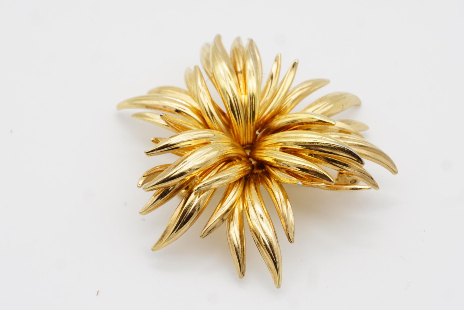 Christian Dior GROSSE 1963 Vintage Gran Capa Hoja Flor Flor Broche Oro 6