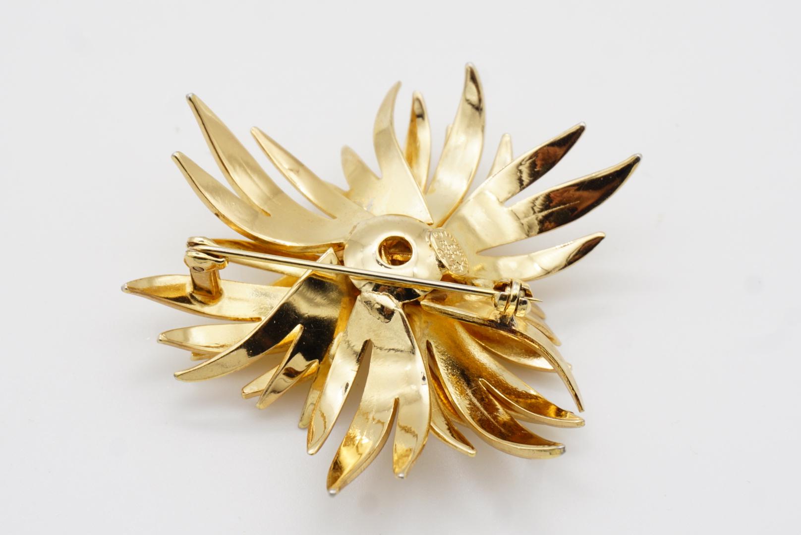 Christian Dior GROSSE 1963 Vintage Gran Capa Hoja Flor Flor Broche Oro en venta 9